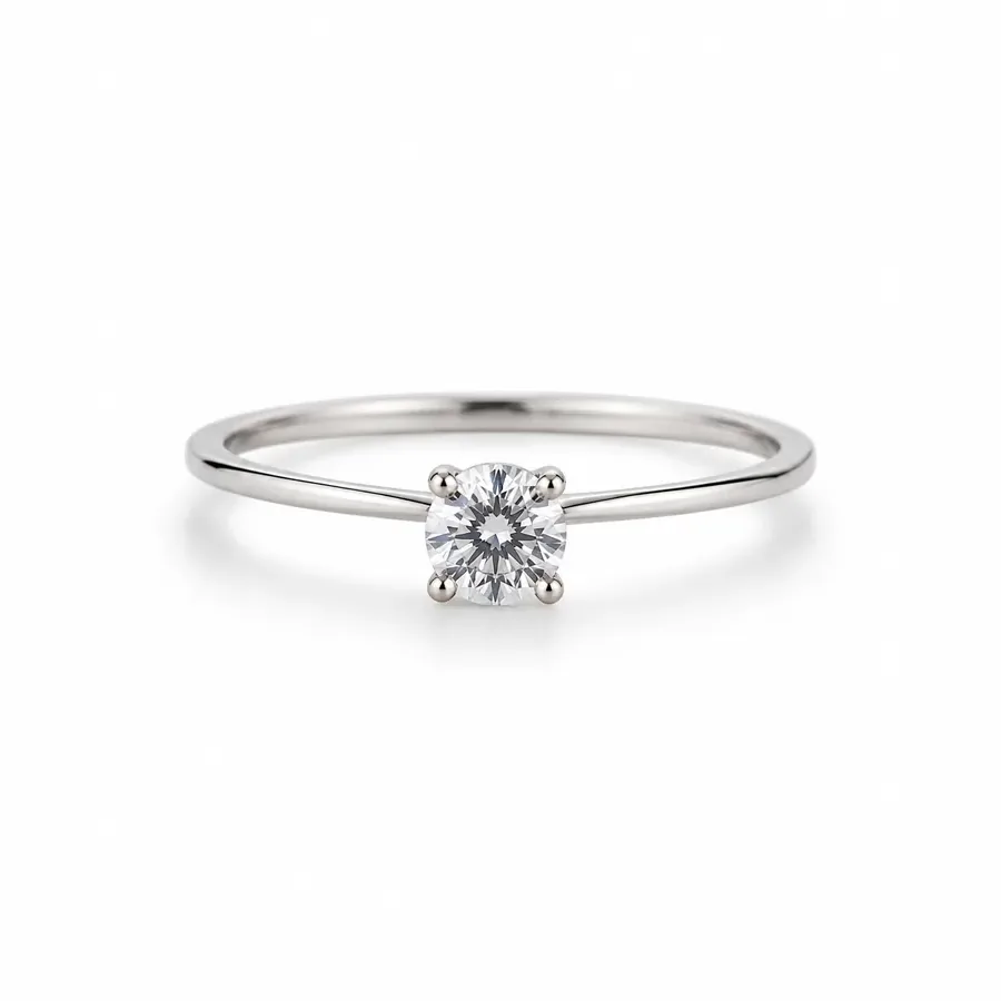 Anello solitario in oro bianco 18 kt con diamante taglio brillante